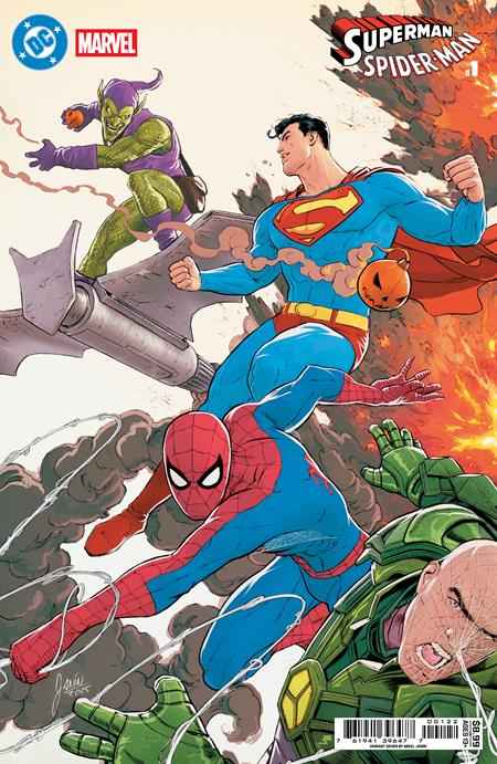 DC Marvel Superman Spider-Man (2026 DC) #1 One Shot - Cover J Mikel Janin Superman & Spider-Man vs Lex Luthor & Green Goblin Card Stock Variant