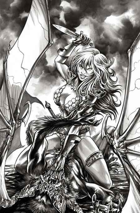 RED SONJA SHE DEVIL WITH A SWORD #3 CVR P INC 1:7 MIKE ROOTH B&W VIRGIN VAR