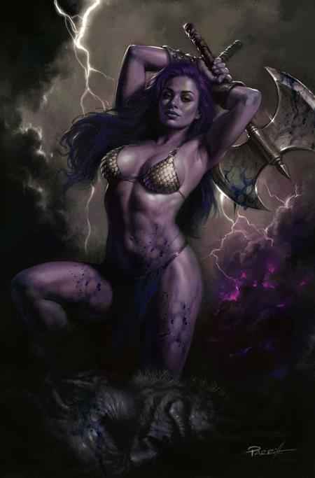 Red Sonja: She-Devil with a Sword (2025 Dynamite) #4 - Cover M Lucio Parrillo Ultraviolet Virgin Variant (1:7 Retailer Incentive)