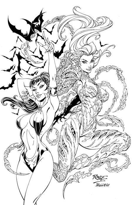 Vampirella x Witchblade Special (2026 Dynamite) #1 - Cover R 1:10 John Royle Line Art Virgin Variant