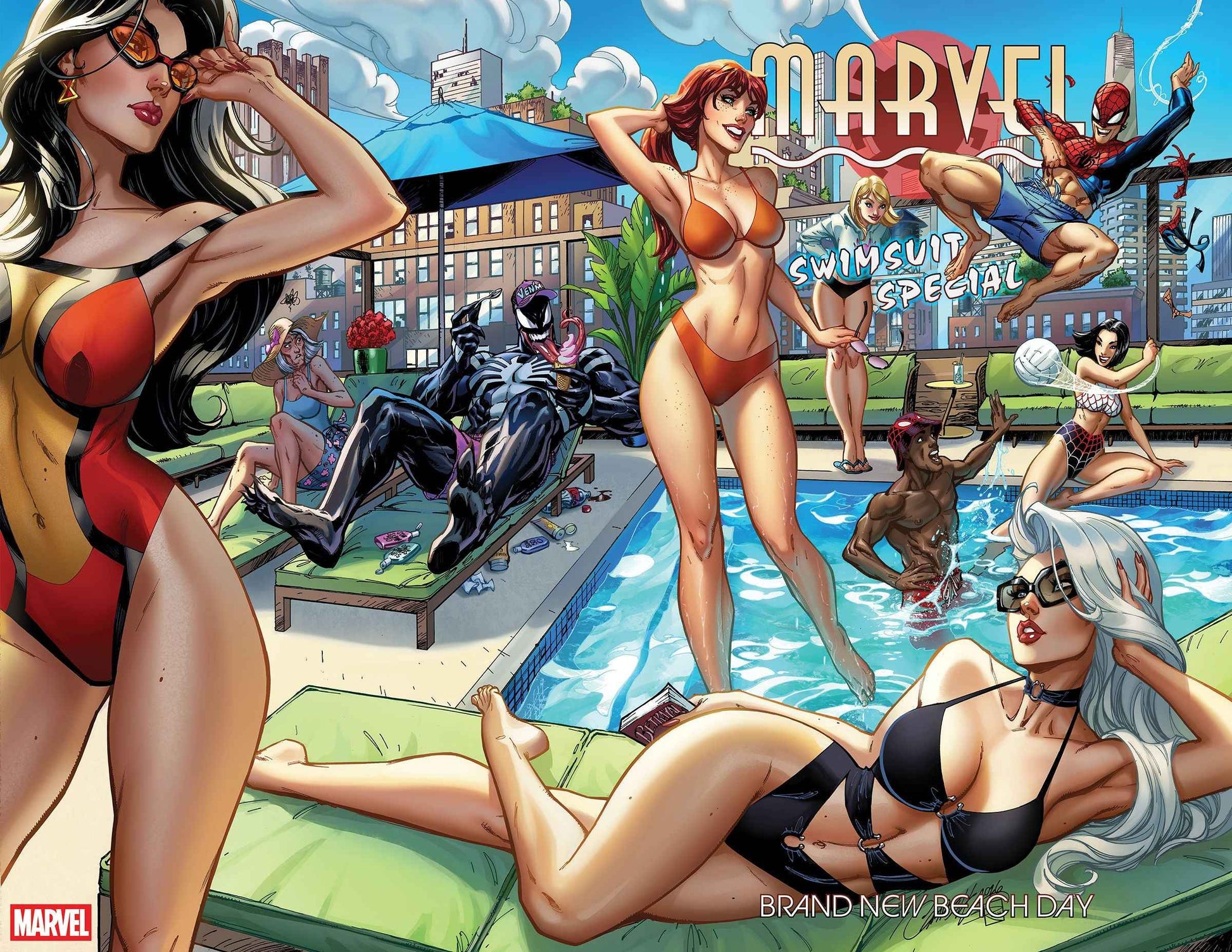 Marvel Swimsuit Special: Brand New Beach Day (2026 Marvel) #1 - J. Scott Campbell Wraparound Cover