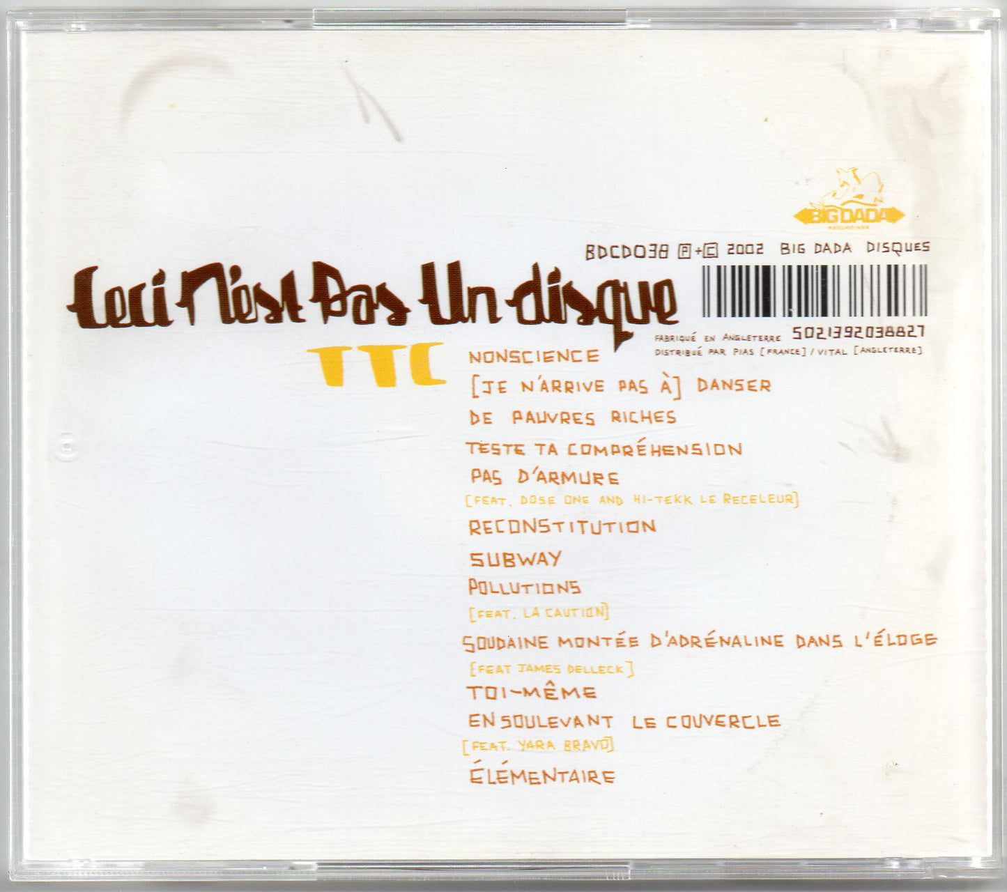 Ceci N'est Pas Un Disque - TTC (CD) Back